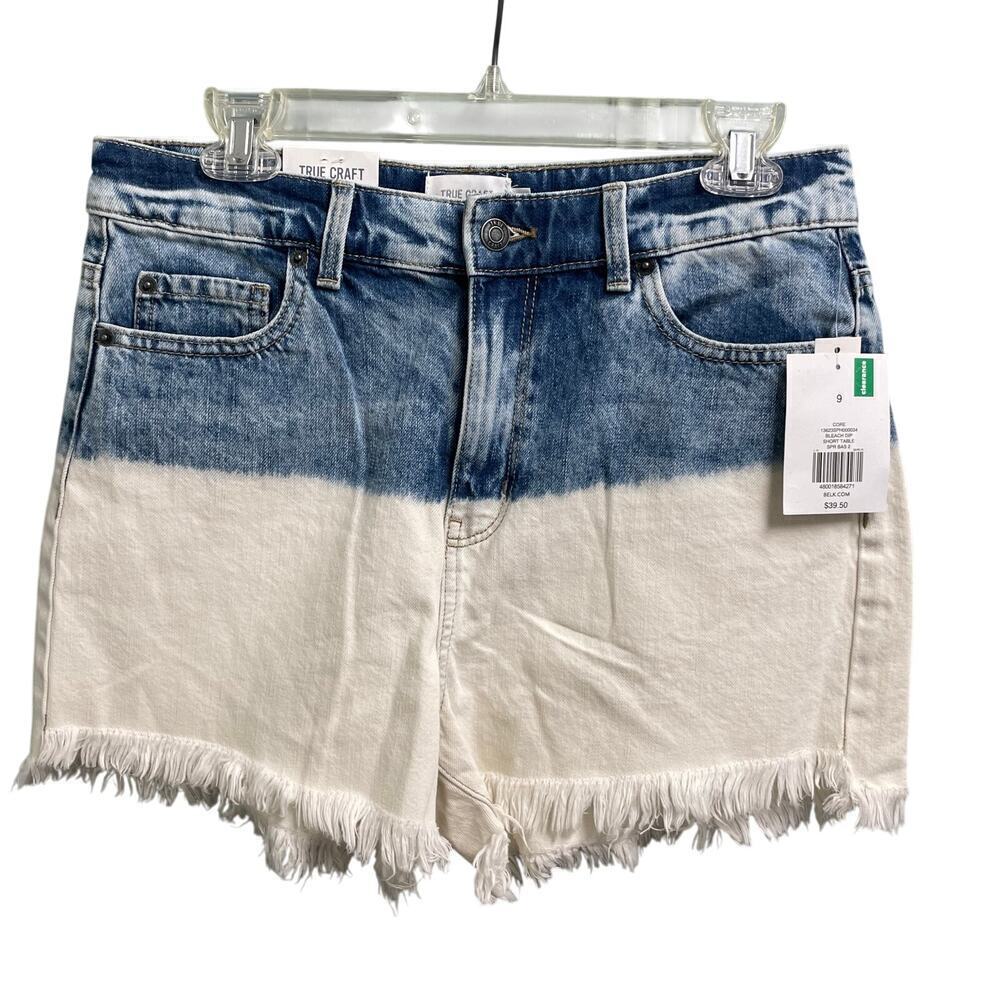 True Craft High Rise Short Ombre Denim White Cut Off Size 9 NEW